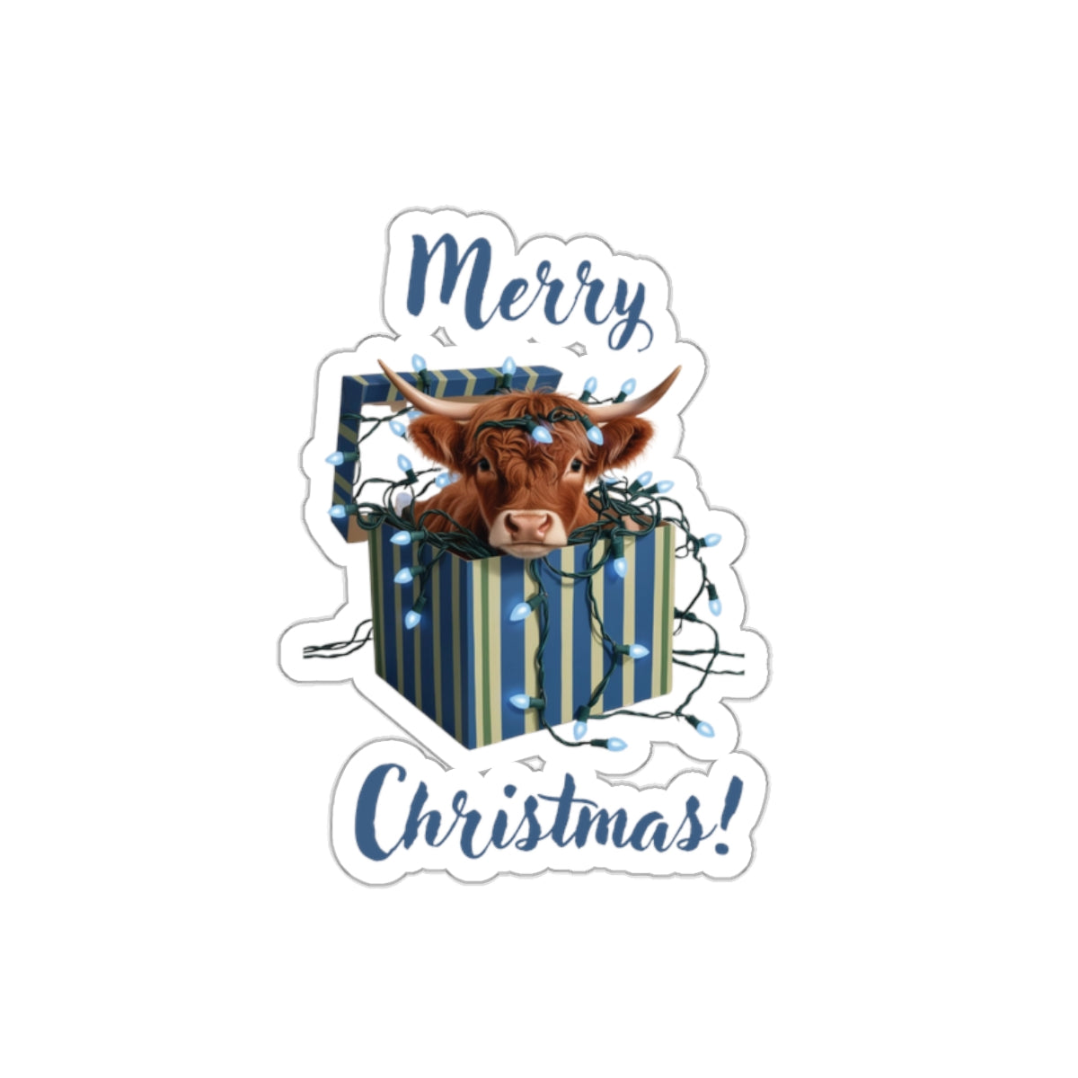 Christmas Cow Vinyl Sticker