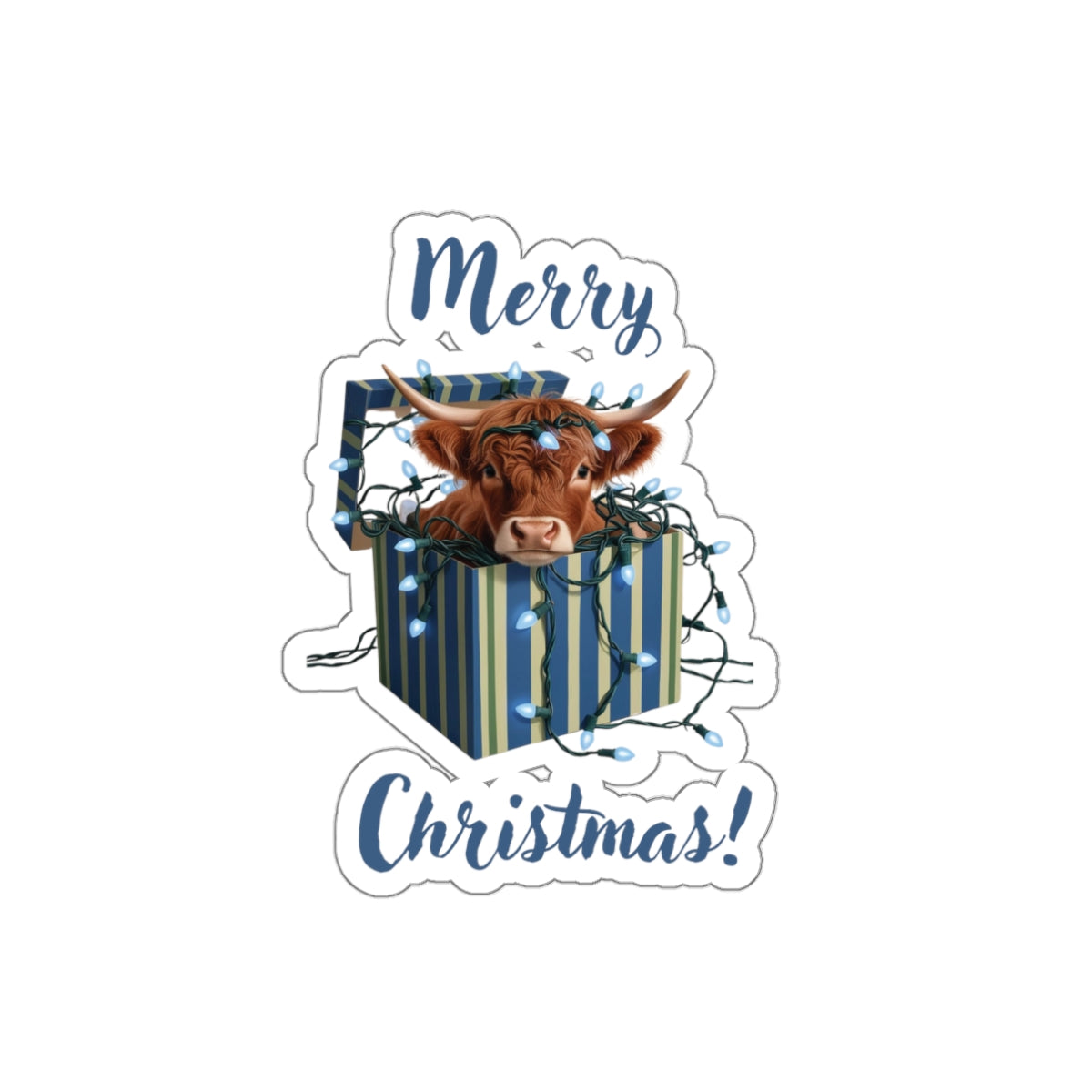 Christmas Cow Vinyl Sticker